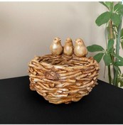 Resim 3 Kuşlu Dekoratif Polyester Sepet 