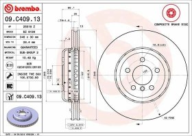 Resim BREMBO 09.C409.13 | Fren Diski (BMW F10 On 525Dx-528 