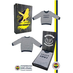 Resim Fenerium Fenerbahçe Lisanslı Uzun Kol Lacivert Bebek 1907 Sweat Hediyelik Ahşap Kutulu Gri 