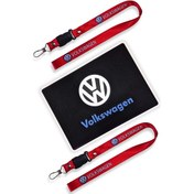 Resim Volkswagen Anahtarlıklı Kırmızı Oto Ayna Askı Ipi Ikili Set Volkswagen Torpido Üstü Kaydırmaz Ped 
