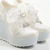 Resim mermaid shoes Kadın 12 Cm Dolgu Tabanlı Gelinlik Ayakkabısı 