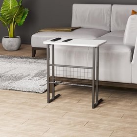 Resim interGO Metal Ayaklı Laptop Sehpası Koltuk Sehpası Kahvaltı Masası Çalışma Sehpası - Beyaz 