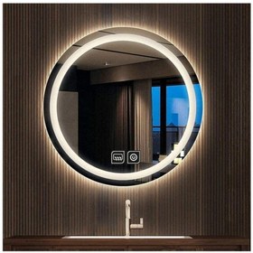 Resim GLOBAL LED MIRROR 75 cm Dokunmatik Tuşlu Buğu Yapmayan Ledli Yuvarlak Banyo Aynası 