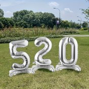 Resim 32 İnç Gümüş Ayak Numaraları - Yıldönümleri, Doğum Günleri ve Partiler için Festiv ve Şık Alüminyum Film Süslemesi 