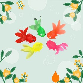 Resim 16 Paket Renkli Yumuşak Zıplayan Oyuncak Altın Balık, Plastik Küçük Hayvan Arkadaşları, Pil Gerektirmez, Çizgili Desen, Evcil Hayvan Oyun Aksesuarları 