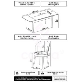 Resim Canisa Asfel Serisi Mdf 77x130 Traverten Yandan Açılabilir Mutfak Masası Takımı 4 Cappucino Sandalye Traverten Masa Cappucino Sandakye 