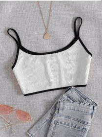 Resim Liona Bisiklet Yaka Askılı Beyaz Renk Fitilli Crop Top Büstiyer 