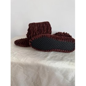 Resim Merut Style El Örgüsü Kadife Ip Püsküllü Ev Botu Panduf 