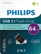 Resim Flash Bellek 64 Gb Mini Usb Ve Type-c 3.1 Philips Gece Siyahı 
