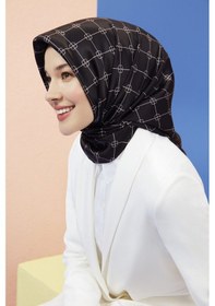 Resim Dj Saf İpek Eşarp 8555d T Nostalji Twill -14 Siyah Beyaz 