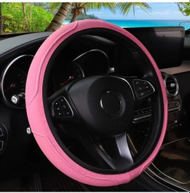 Resim Suni Deri Üç Boyutlu Kabartmalı Araba İç Halkasız Direksiyon Kapağı 14,5-15 İnç Pink Pink 