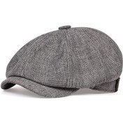 Resim Gri Erkek Bereliler Keten Gazeteci Şapkası Kadın Keten Bere Vintage Erkek Bere Fransız Şapka Donanma Kap Xl Gri 