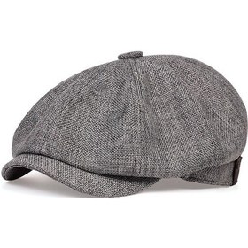 Resim Gri Erkek Bereliler Keten Gazeteci Şapkası Kadın Keten Bere Vintage Erkek Bere Fransız Şapka Donanma Kap Xl Gri 