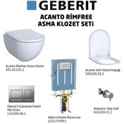 Resim Geberit Acanto Rimfree Alpha15 Soft Asma Klozet Seti. Mat Krom 
