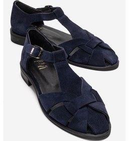 Resim Luvishoes Dexara Lacivert Süet Hakiki Deri Kadın Sandalet 