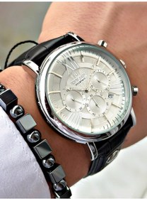 Resim Reward Marka Deri Kordon Orjinal Klips Su Geçirmez Erkek Kol Saati + Bileklik Gümüş - Beyaz 