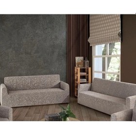 Resim Altın Kelebek Jakarlı Streç Kaplama Maxi Çekyat Koltuk Örtüsü 3+3 -taş Taş 