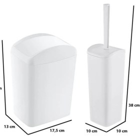 Resim Beyaz Soft Çöp Kovası ve Wc Fırçası Takımı, Şık ve Kullanışlı Design 