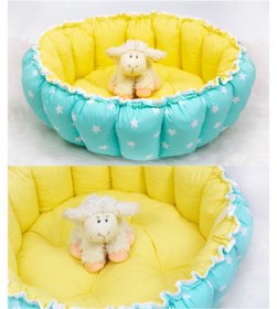 Resim Yuvarlak Oyun Minderi Sarı Mint yıldız 