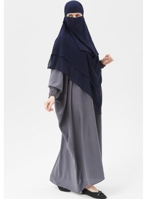 Resim Altobeh Hazır Pratik Şifon Üç Katlı Peçeli Üçgen Hac Umre Şalı Sufle Hijab Nikap Lacivert 