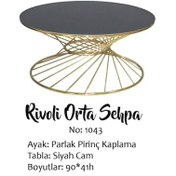 Resim Orta sehpa rivoli Brc Model 1040 Siyah Temper cam GOLD Renk Kaplama Metal Ayak Kutuda sevk El Yapım 