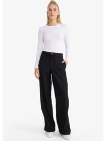 Resim DeFacto Coool Wide Leg Kumaş Pantolon Geniş Paça Normal Bel E1369AX24WNBK27 