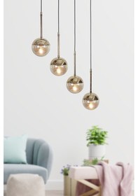 Resim Luvia 4 Lü Gold-siyah Metal Gövde Bal Rengi Camlı Tasarım Lüx... Gold 