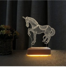 Resim 3D Masa Lambası Çocuk Odası Unicorn At Tasarım Gece Lambası 