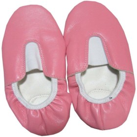 Resim salarticaret Deri Pisipisi Pembe Renk Deri Tabanı Kaydırmaz Bale Ayakkabısı 