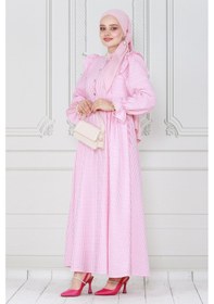 Resim Sevitli Pötükare Fırfır Detaylı Eda Elbise-pembe-4036-pembe Pembe 
