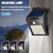 Resim Akıllı güneş duvar lambası, 20 LED, 3 modlu, hareket sensörlü güneş açık hava sel lambası, akıllı ışık kontrolü, veranda, bahçe, çit, garaj için güneş duvar lambası 