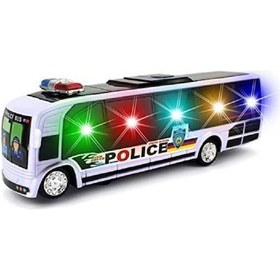 Resim Oyuncak Pilli Polis Otobüsü 26cm 3d Işıklı Ve Siren Sesli Çarp Dön Özellikli Renkli 