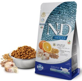 Resim N&D Ocean Düşük Tahıllı Morina Balığı ve Portakallı Yetişkin Kedi Kuru Maması 1,5 kg 