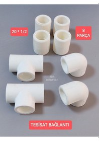 Resim Pvc Boru 20 1/2 Pprc Kalorifer Doğalgaz Su Tesisatı Bağlantı Parçaları Seti 8 Parça 