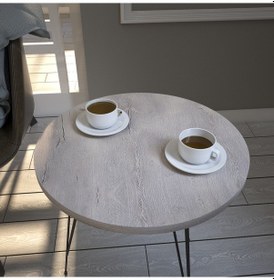 Resim Sandalf Yan Sehpa & Metak Ayaklı Servis Sehpası Deniz Meşe 