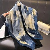 Resim 89.99cm Bohemian Mavi Çiçekli Şal - Kadınlar için Hafif Yaz Güneş Koruma Şalı, Şık Deniz Mavisi ile Krem ve Sarı Çiçekler, Nefes Alabilir ve Dekoratif, Bohem Stili, Güneş Koruma Aksesuarı | Bohem Stili | Pürüzsüz Dokulu, Plaj Havlusu 