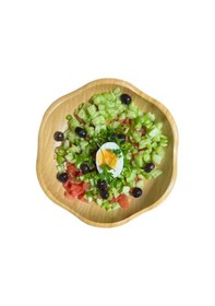 Resim Dekoratif Bambu Servis Tabak, Servis Tabağı, Salata Tabağı, Çap 25 Cm Ahşap - Bej 
