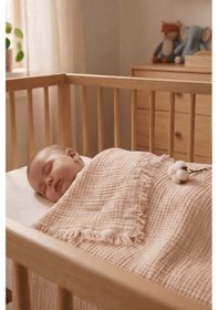 Resim Müslin Püsküllü 4 Katlı Müslin Battaniye 90x120 Cm - Ze4katlı Ekru 