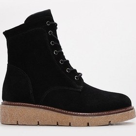 Resim Hakiki Deri Kadın Klasik Bot 657sza2503 Siyah Süet 