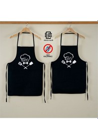 Resim Beautiful İkili Paket Sıvı Geçirmez Su Geçirmez Mutfak Önlüğü Siyah2 