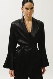 Resim Satin Belted Evening Blazer Black - BLACK / 36 