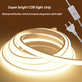 Resim COB LED Şerit Işıkları, Esnek Dış Aydınlatma, 288 LED/m, Yüksek Parlaklık Beyaz ve Sıcak Beyaz, Yapıştırıcı ile, Toka ve Vida ile, Mutfak, Bahçe, Ev Dekorasyonu için Uygun, Avrupa Standart Fiş ve Anahtar ile, Uzaktan Kumanda/Pil Gerektirmez 