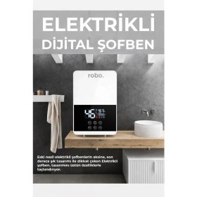 Resim Feyza Design Pratik Dijital Akıllı Şofben, Duş Başlığı Hediye ile Beyaz Renk 
