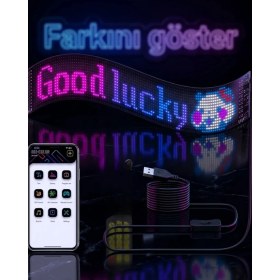 Resim Bucuks Mey Ithalat® 16X96 Rgb LED Matrix Panel 60 cm Esnek Yapı Uygulama Kontrollü Kayan Yazı Ekranı 