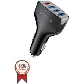 Resim Torima C20 4 Port Araç Hızlı Şarj 3.0 Çift Usb Adaptörü Siyah 