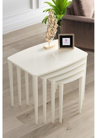 Resim Canisa Concept Anka Serisi Mdf 4'lü Zigon Sehpa Takımı Krem Krem 