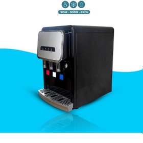 Resim Sıcak Soğuk Ilık 3 Musluklu Tezgah Üstü Siyah Arıtmalı Sebil 