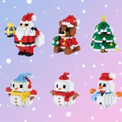 Resim 6 adet Noel Temalı Mini Yapı Blokları, ABS Plastik Malzeme, 6+ Çocuklar için Eğitici Oyuncaklar, Noel Baba/geyik/kayık/Noel ağacı/kar adam/tren/vb. Noel elemanları, Noel/Halloween/Parti Hediyesi 