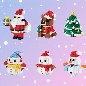 Resim 6 adet Noel Temalı Mini Yapı Blokları, ABS Plastik Malzeme, 6+ Çocuklar için Eğitici Oyuncaklar, Noel Baba/geyik/kayık/Noel ağacı/kar adam/tren/vb. Noel elemanları, Noel/Halloween/Parti Hediyesi 