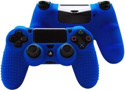 Resim cosmostech Ps4 Controller Joystick Oyun Kolu Gamepad Uyumlu - Silikon Koruyucu cover Mavi 